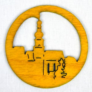 Ozdoba Kostel v kruhu žlutý