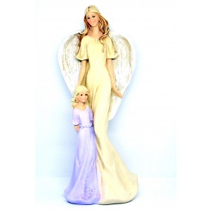Anděl s holčičkou- fialové šaty,35cm,polyston