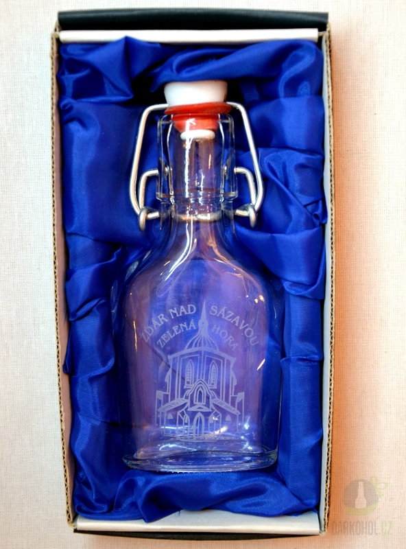 Pískované sklo - Lahev pískovaná Butylka Zelená hora 0,1l