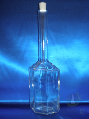 Pískované sklo - Láhev čirá ve tvaru šestihranu 0,5 l