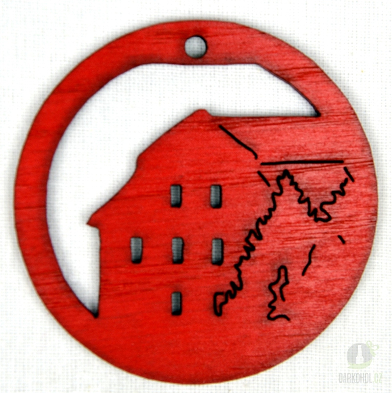 Suvenýry Žďár nad Sázavou - Ozdoba Radnice v kruhu červená