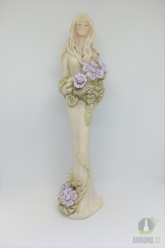 Dárky - Anděl s fialovou květinou, 33 cm