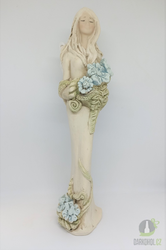 Dárky - Anděl s modrou květinou, 33 cm