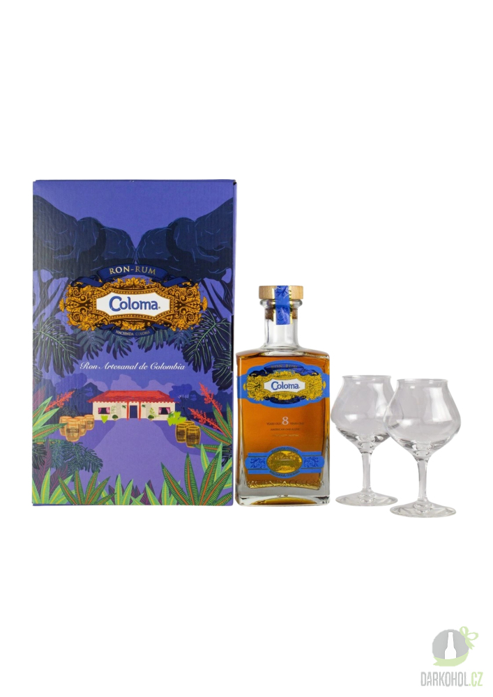 Alkohol - Coloma 8 Year Old Colombian Rum 40% 0,7l + 2 skleničky