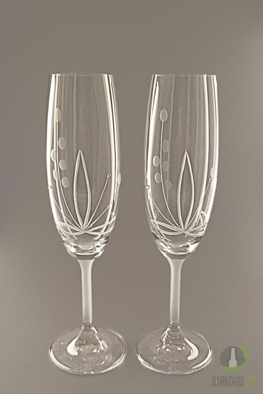 Pískované sklo - Flétna 2x Lístek Gala