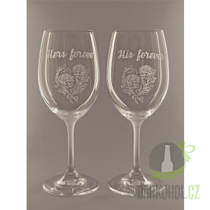 Pískované sklo - Pískované sklenice na víno 2x Forever