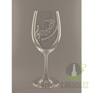 Pískované sklo - Pískovaná sklenice na víno Hudba
