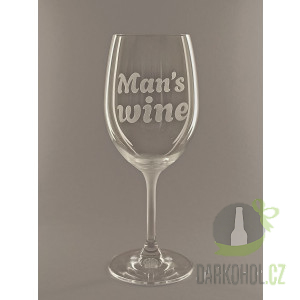 Pískované sklo - Pískovaná sklenice na víno Man’s wine
