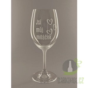 Pískované sklo - Pískovaná sklenice na víno Můj Miláček 350ML