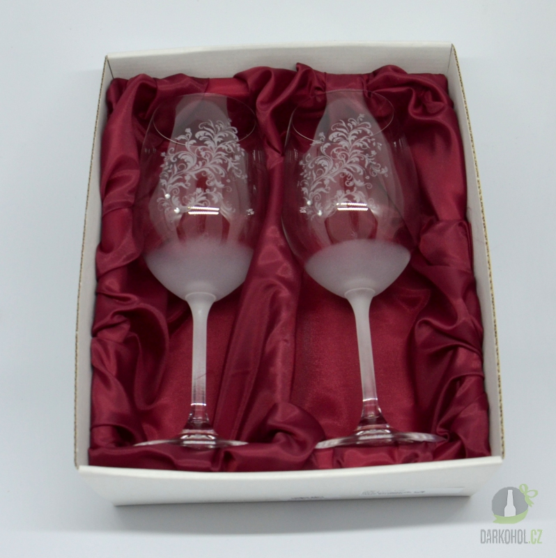 Pískované sklo - Pískované sklenice na víno - Ornament
