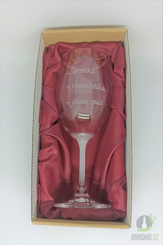 Pískované sklo - Pískovaná sklenice na víno - Erotika