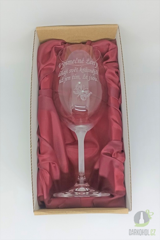 Pískované sklo - Pískovaná sklenice na víno - Výjmečné ženy