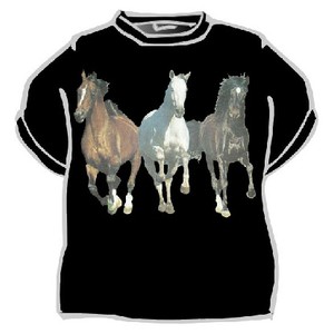 Triko Tři koně běžící černá-poslední kus!
