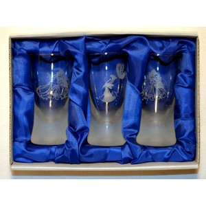 Panák pískovaný konický Svatební 0,05l Pár a holubice