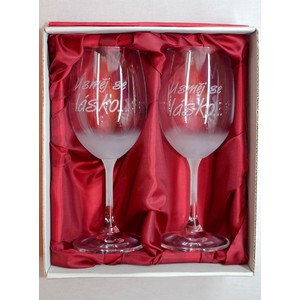 Svatební pískované sklenice na víno - Usměj se lásko...