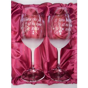 Svatební pískované sklenice na víno - "S tebou chci jít až..." 0,3l
