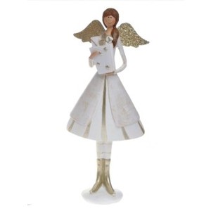 Anděl pretty-bílo/zlatý, 25cm, polystone-Poslední kus!