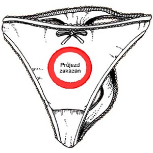 Kalhotky tanga bílé-Průjezd zakázán-značka
