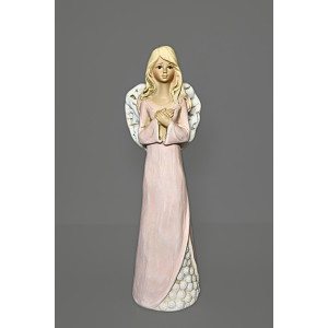 Anděl květy dole, růžový 32cm