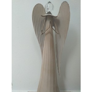 Anděl plechový svatozář 52 cm béžový