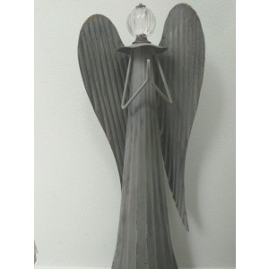 Anděl plechový svatozář 52 cm šedý