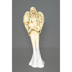 Anděl s oranžovým srdcem v rukou, 33cm