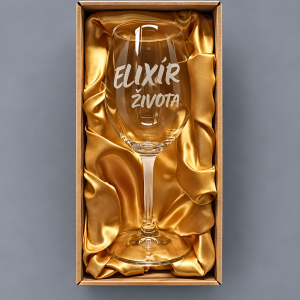 Pískovaná sklenice na víno - Elixír života