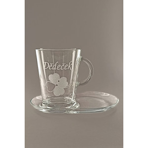 Pískovaný hrnek s talířkem - Dědeček