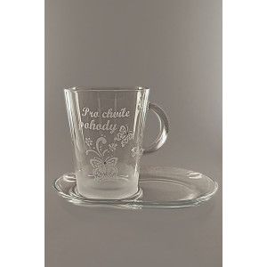 Pískovaný hrnek s talířkem - Pro chvíle pohody