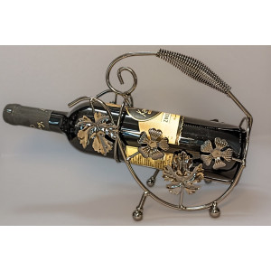 Kovový stojan na víno - květiny