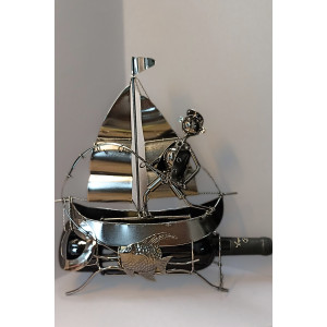 Kovový stojan - Rybář na plachetnici