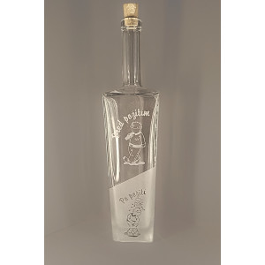 Pískovaná láhev Axel - Před a po požití