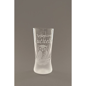 Pískovaný panák - Nejlepšímu učiteli (sova)