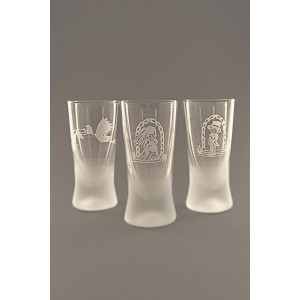 Pískované panáky - Nevěsta a ženich v bráně, čáp