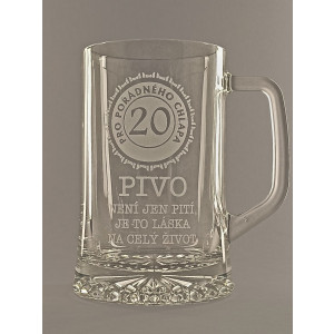 Pískovaný půllitr s uchem - 20 let Pivo není jen pití, je to láska na celý život