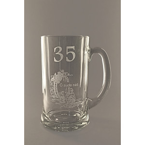 Pískovaný půllitr s uchem - 35let O sude náš