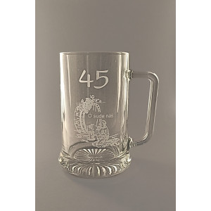 Pískovaný půllitr s uchem - 45let O sude náš