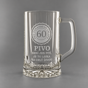 Pískovaný půllitr s uchem - 60 let Pivo není jen pití, je to láska na celý život