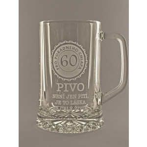 Pískovaný půllitr s uchem - 60 let Pivo není jen pití, je to láska na celý život