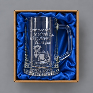 Pískovaný půllitr s uchem - Pivo a chmel