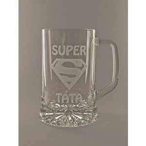 Pískovaný půllitr s uchem - Super táta