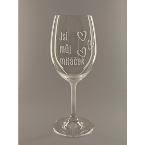 Pískovaná sklenice na víno Můj Miláček 350ML