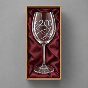 Pískovaná sklenice na víno - 20 let s kamínky Swarovski