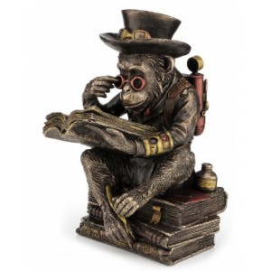 Steampunk Šimpanz s knihou